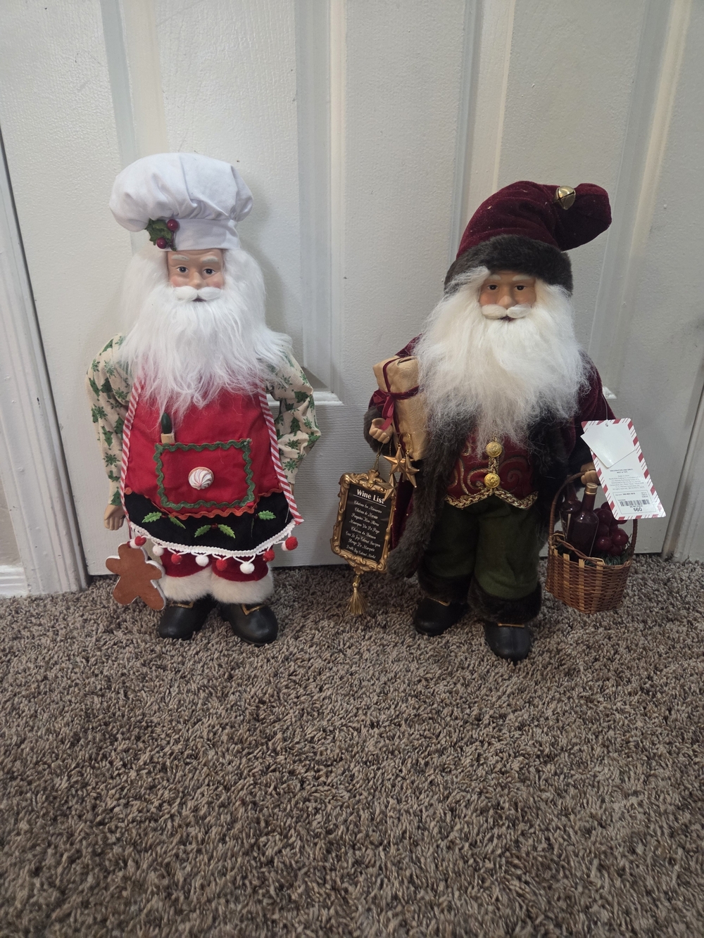 Holiday Santa Chef and Classic Santa Decorative Set - Red & Burgundy